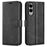 For Samsung Galaxy S25 Edge Stand Case Anti-Scratch Calf Texture Leather Phone Cover - Black - 1