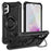 For Samsung Galaxy A36 5G Magnetic Case Lens Kickstand PC + TPU Shockproof Phone Cover - Black - 1