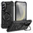 For Samsung Galaxy S25 Magnetic Case Lens Kickstand PC + TPU Shockproof Phone Cover - Black - 1