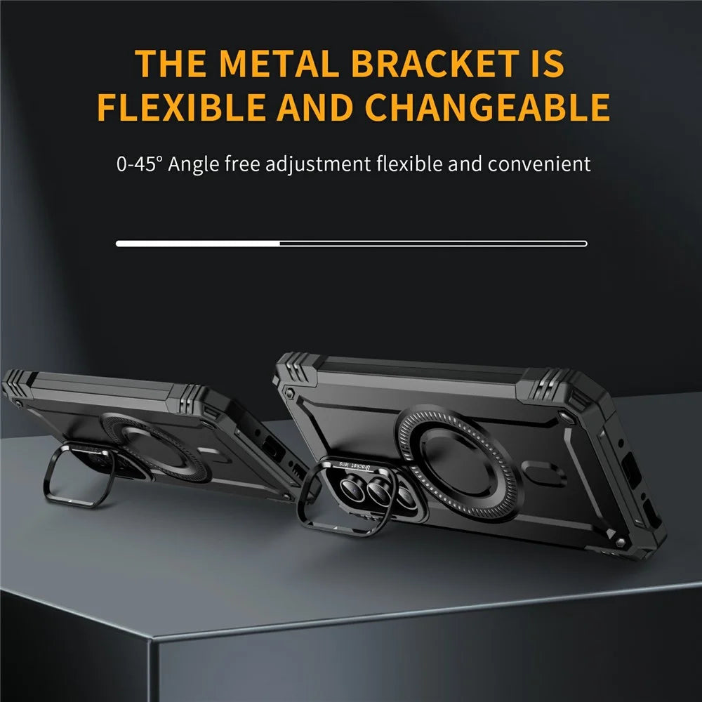 For Samsung Galaxy A54 5G Magnetic Case Lens Kickstand PC + TPU Shockproof Phone Cover - Black - 3