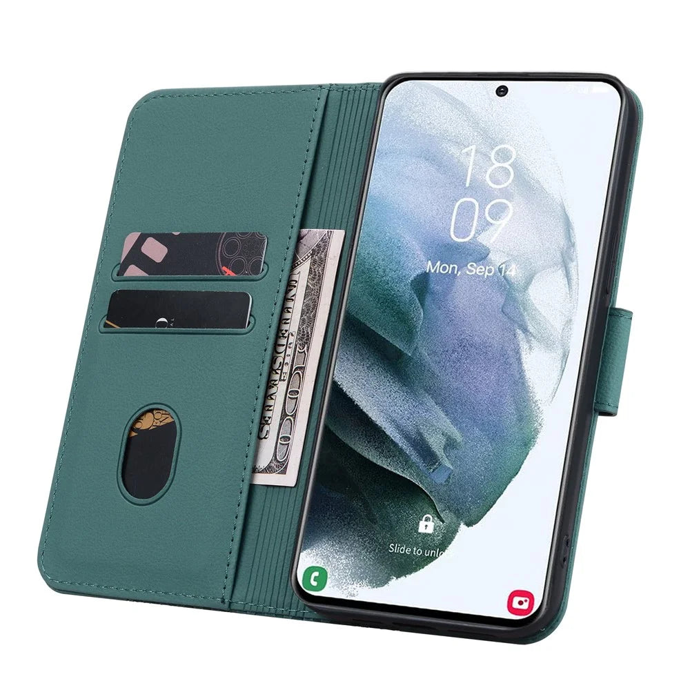 For Samsung Galaxy A56 5G Case Rhombus Pattern Leather Wallet Phone Cover - Green - 2