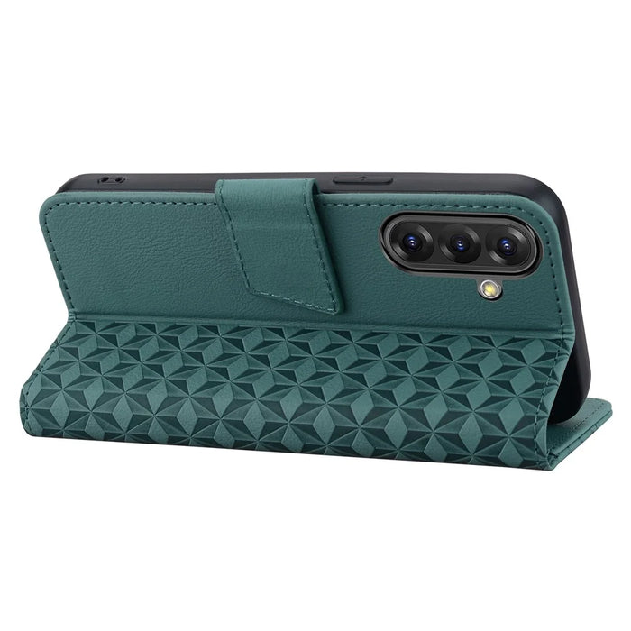 For Samsung Galaxy A36 5G Case Rhombus Pattern Leather Wallet Phone Cover - Green - 3