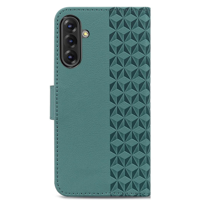 For Samsung Galaxy A36 5G Case Rhombus Pattern Leather Wallet Phone Cover - Green - 7