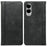For Samsung Galaxy S25 Edge Case Hidden Magnetic Closure Calf Texture Leather Phone Cover - Black - 1