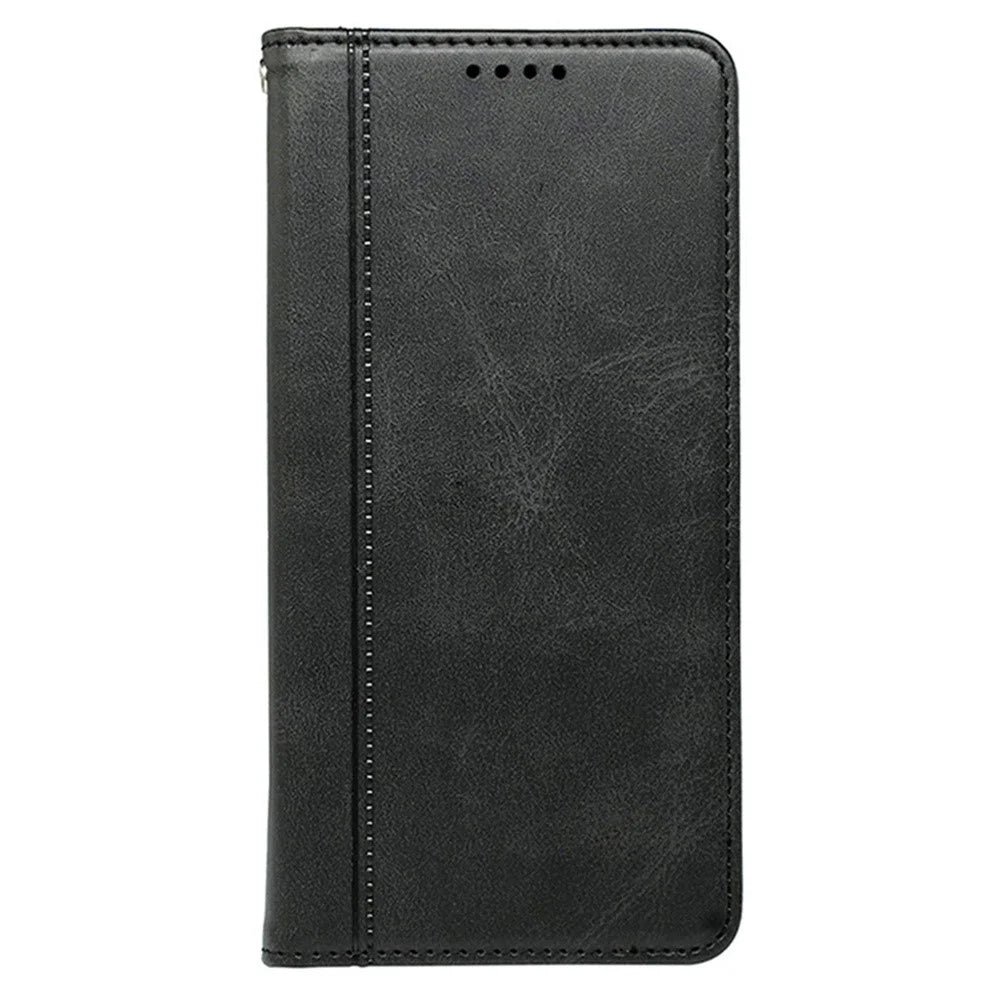 For Nothing Phone (3a) Case Hidden Magnetic Closure Calf Texture Leather Phone Cover - Black - 4