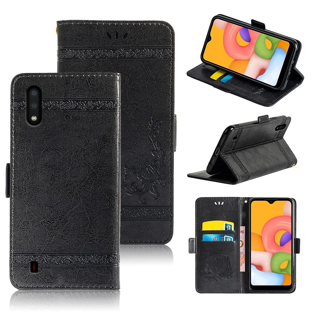 For Samsung Galaxy S25 Edge Leather Case Flower Imprint Wallet Phone Cover with Side Buckle - Black - 4