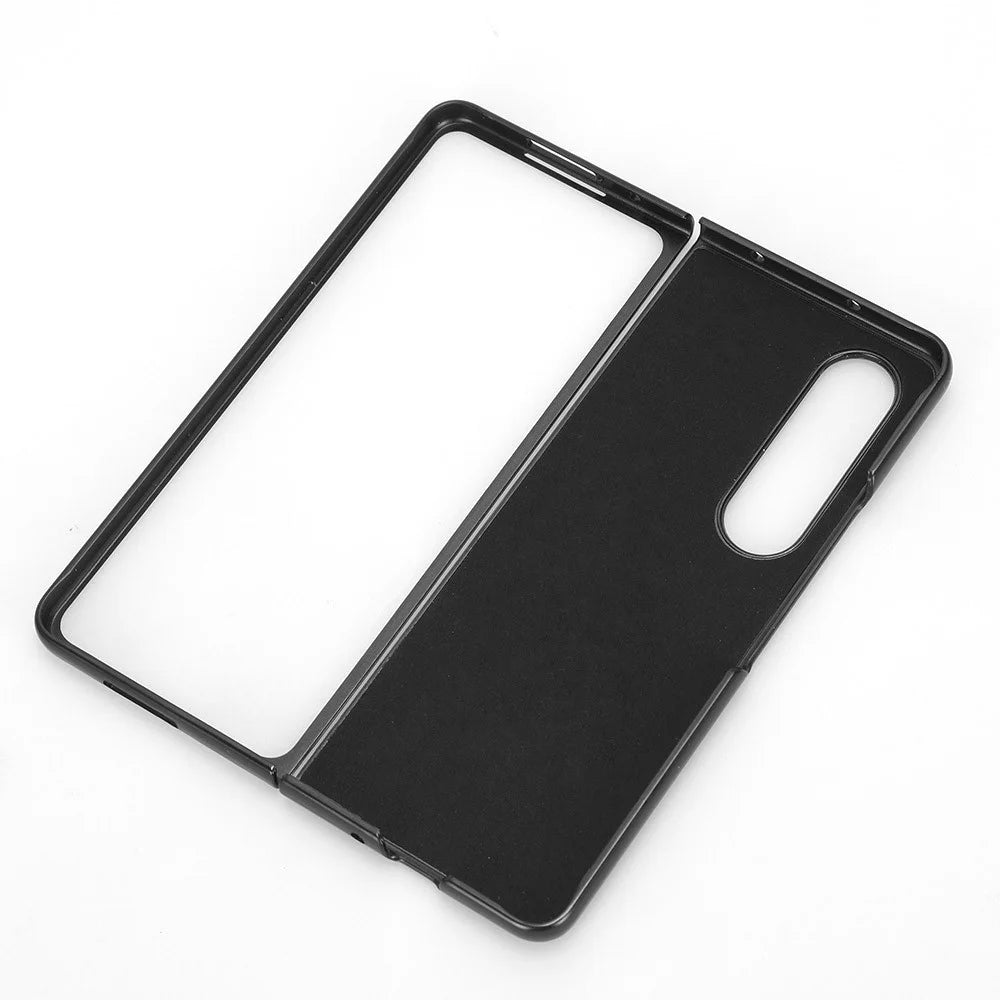 For Samsung Galaxy Z Fold4 5G Retro Texture PU Leather + Hard PC Shell Shockproof Anti-Scratch Phone Cover with Pen Holder - Black - 5