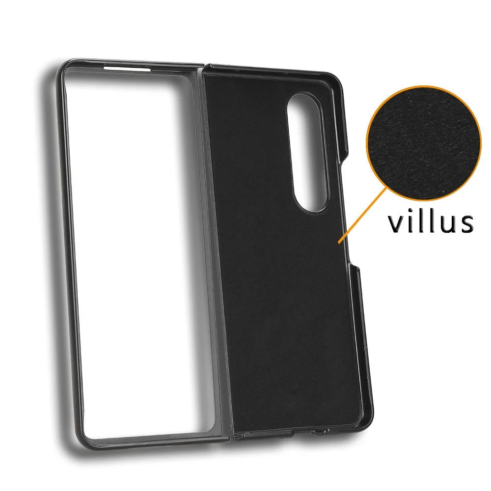 For Samsung Galaxy Z Fold4 5G Retro Texture PU Leather + Hard PC Shell Shockproof Anti-Scratch Phone Cover with Pen Holder - Black - 6