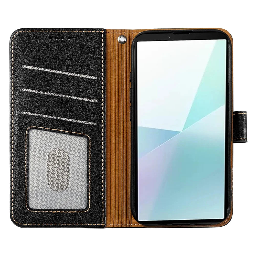 For Samsung Galaxy S25 Edge Leather Case Litchi Texture Wallet RFID Blocking Phone Cover - Black - 2