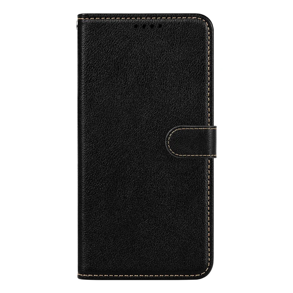 For Samsung Galaxy S25 Edge Leather Case Litchi Texture Wallet RFID Blocking Phone Cover - Black - 5