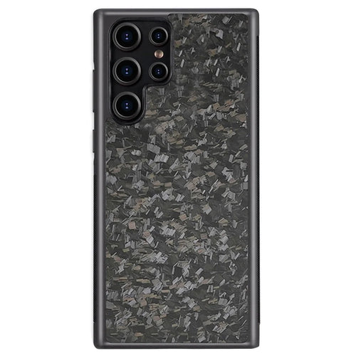 For Samsung Galaxy S25 Ultra Magnetic Case Forged Texture Aramid Fiber+TPU Anti-Slip Phone Cover - Black - 1