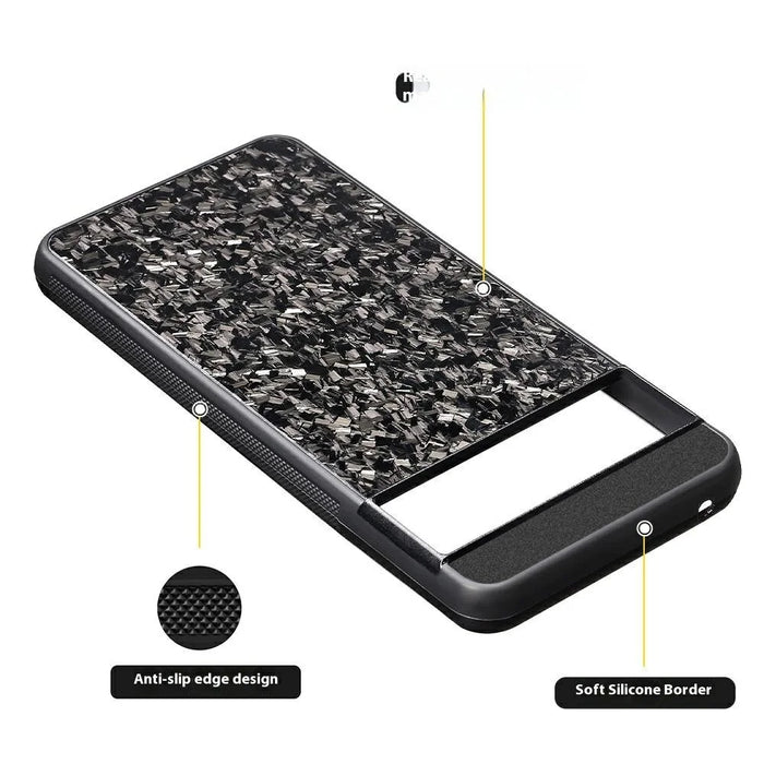 For Google Pixel 8a Case Forged Texture Aramid Fiber + TPU Anti-Slip Phone Cover - Black - 3