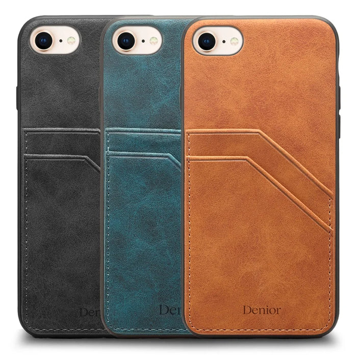 For iPhone 17e / 16e Case PU Leather Coated PC + TPU Phone Back Cover with Dual Card Slots - Black - 6