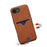 DENIOR For iPhone 17e / 16e Case Card Holder Kickstand Leather + PC + TPU Phone Cover - Brown - 4