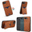 DENIOR For iPhone 17e / 16e Case Card Holder Kickstand Leather + PC + TPU Phone Cover - Brown - 6