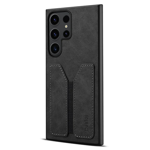 DENIOR For Samsung Galaxy S25 Ultra Case Elastic Card Holder PU Leather + TPU + PC Phone Cover - Black - 1