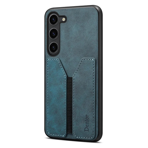 DENIOR For Samsung Galaxy S25 Case Elastic Card Holder PU Leather + TPU + PC Phone Cover - Blue - 1