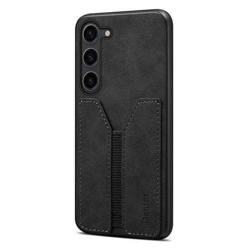 DENIOR For Samsung Galaxy S25+ Case Elastic Card Holder PU Leather + TPU + PC Phone Cover - Black - 1