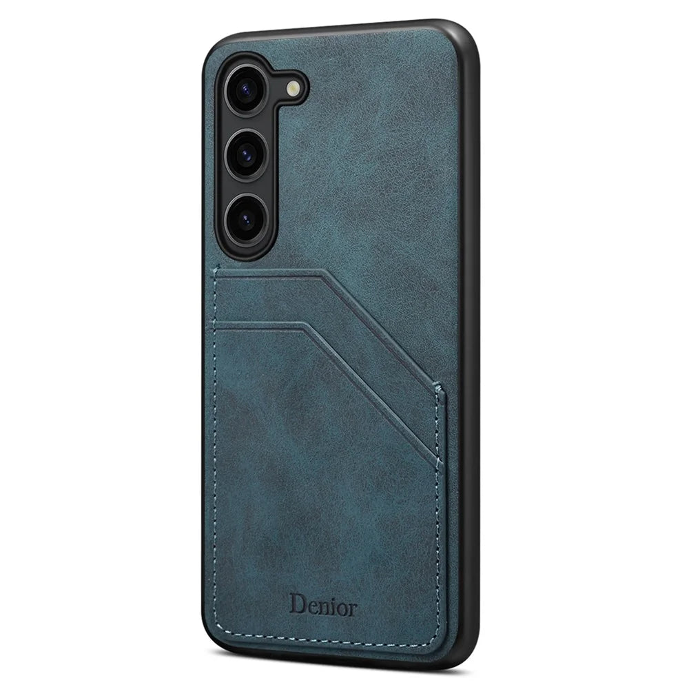 For Samsung Galaxy S25+ Case PU Leather Coated PC + TPU Phone Back Cover with Dual Card Slots - 1
