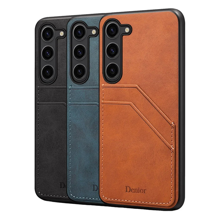 For Samsung Galaxy S25+ Case PU Leather Coated PC + TPU Phone Back Cover with Dual Card Slots - 4