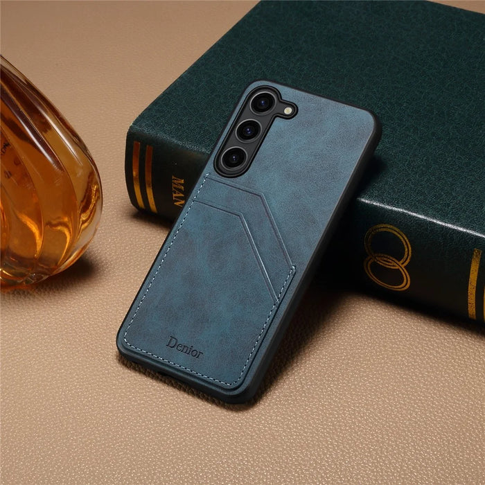 For Samsung Galaxy S25+ Case PU Leather Coated PC + TPU Phone Back Cover with Dual Card Slots - 5