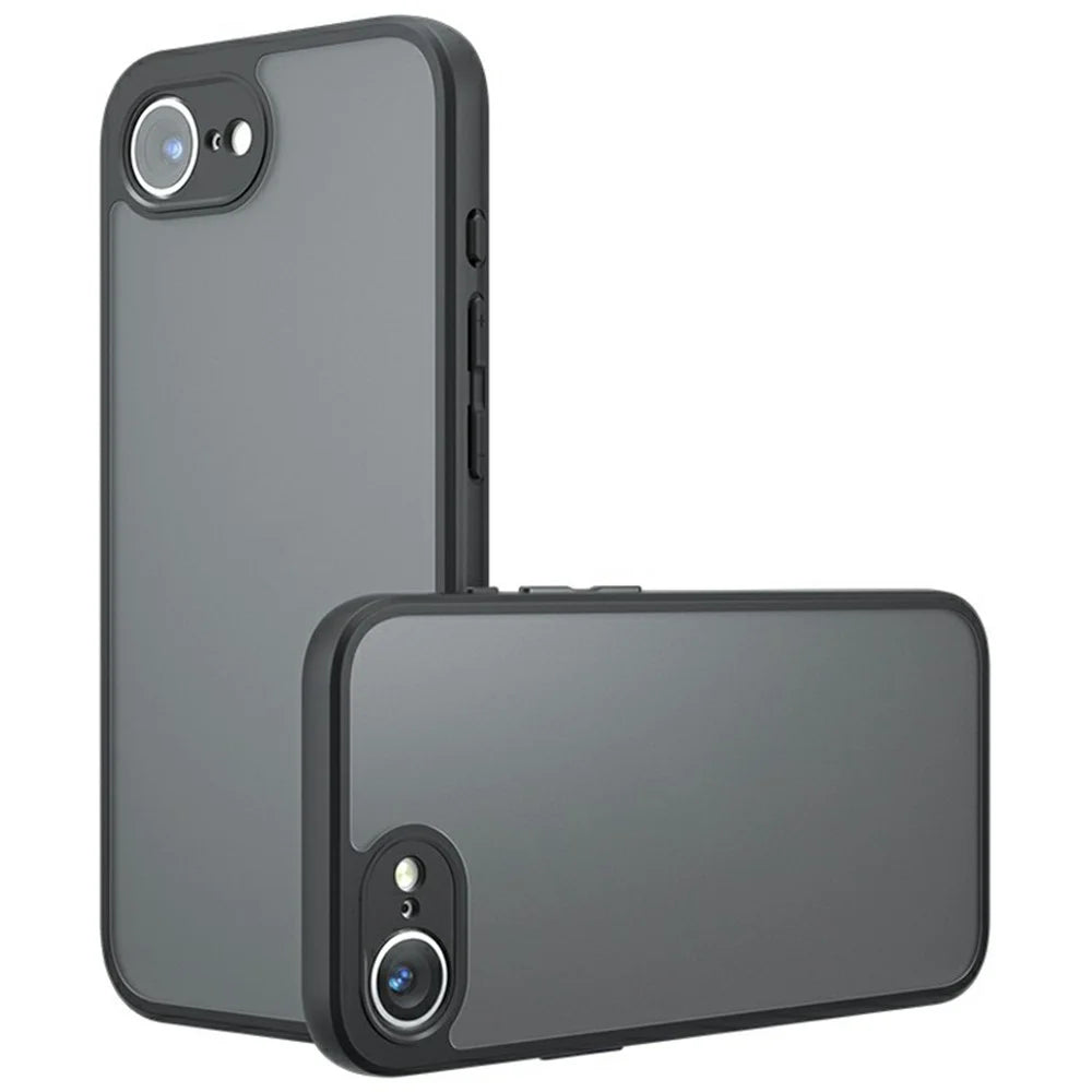 For iPhone 17e / 16e Case Skin-Touch TPU + PC Matte Phone Back Cover, Transparent Black - 1