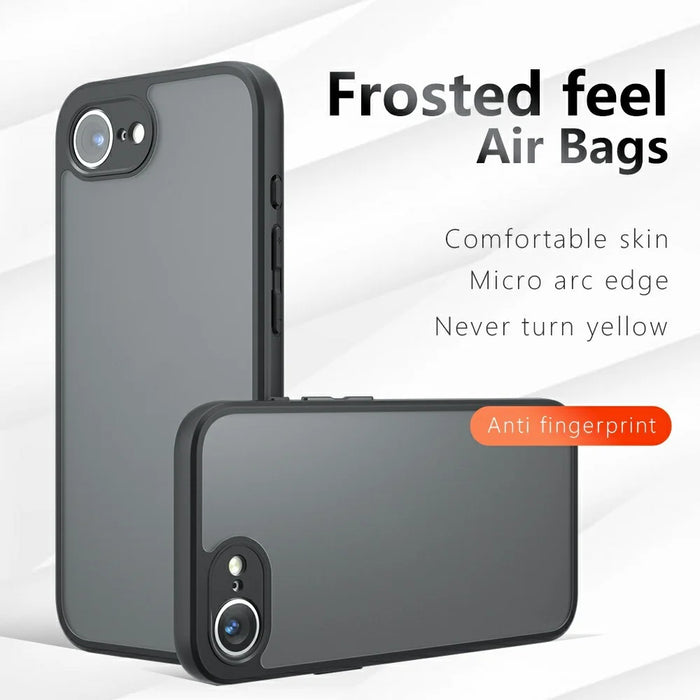 For iPhone 17e / 16e Case Skin-Touch TPU + PC Matte Phone Back Cover, Transparent Black - 2
