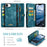 CASEME For iPhone 17e / 16e Phone Cases  008 Leather Cover with Detachable Wallet and Strap - Blue - 3