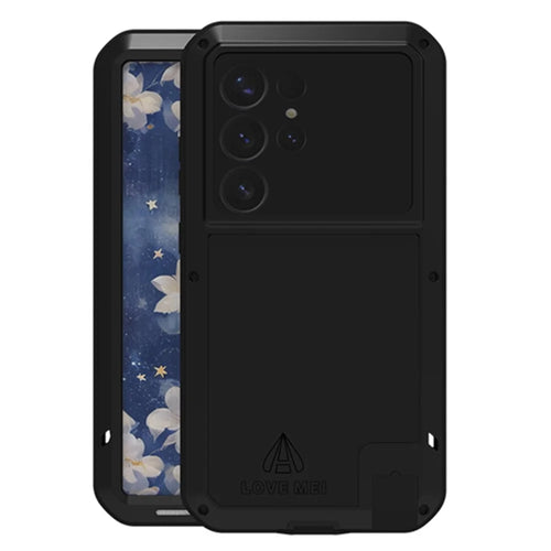 LOVE MEI For Samsung Galaxy S25 Ultra Case with Tempered Glass Film Metal + Silicone Phone Cover - Black - 1