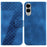 For Samsung Galaxy S25 Edge Stand Case 7-Shaped Pattern Imprint Leather Phone Cover - Dark Blue - 1
