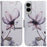 For Samsung Galaxy S25 Edge Wallet Case Pattern Print Leather Phone Cover - Pink Flower - 1