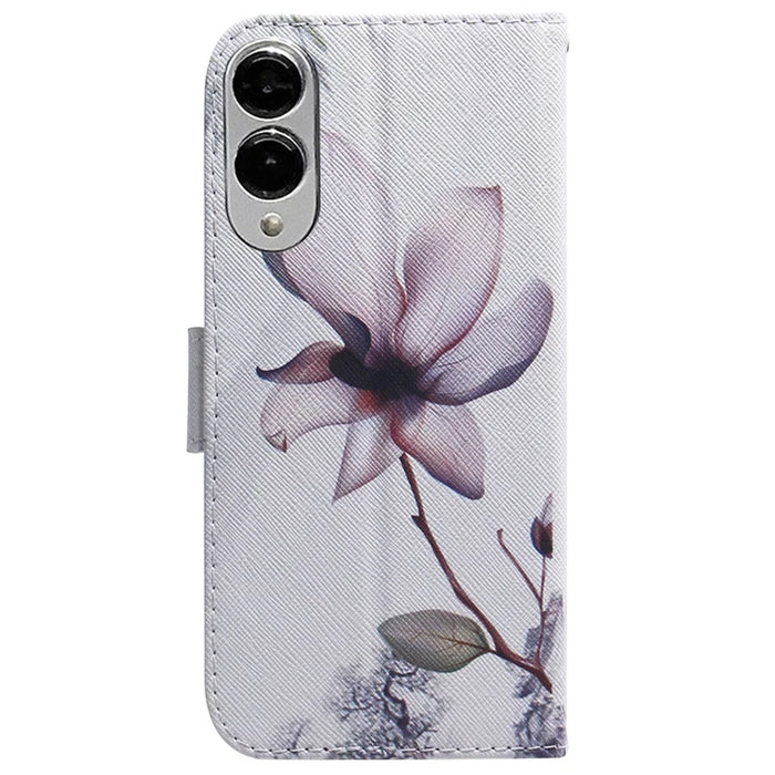 For Samsung Galaxy S25 Edge Wallet Case Pattern Print Leather Phone Cover - Pink Flower - 7