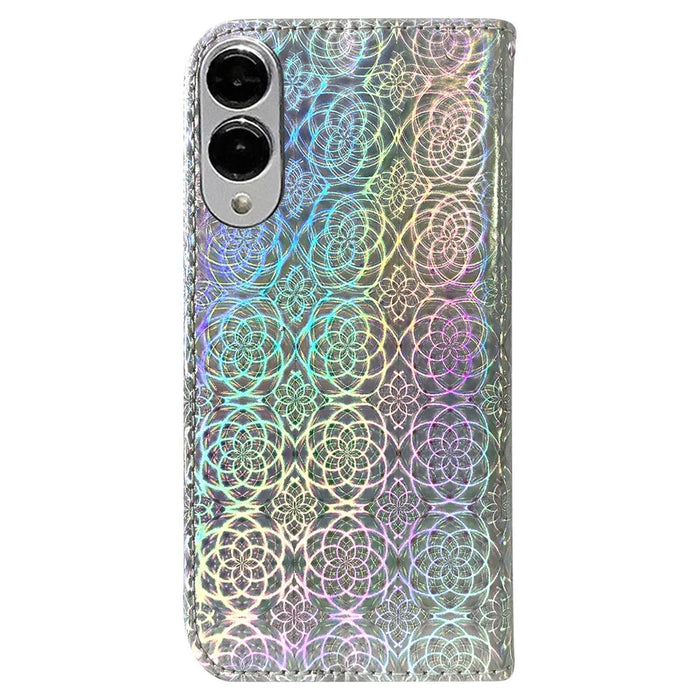 For Samsung Galaxy S25 Edge Stand Case Dazzling Flower Leather Phone Cover - Grey - 7