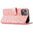 Full Protection Phone Case for iPhone 13 6.1 inch, Imprinted Flower Pattern PU Leather Stand Scratch-resistant Flip Wallet Cover with Strap - Pink - 3