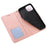 Full Protection Phone Case for iPhone 13 6.1 inch, Imprinted Flower Pattern PU Leather Stand Scratch-resistant Flip Wallet Cover with Strap - Pink - 5