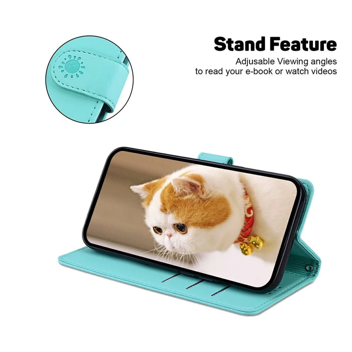 For Samsung Galaxy S25 Edge Case RFID Blocking Kitten Pattern TPU + PU Leather Phone Cover - Green - 2