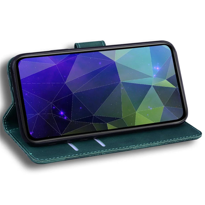 For Samsung Galaxy S25 Edge Stand Case PU Leather Phone Cover Butterfly Printed - Green - 3