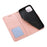 For iPhone 14 Imprinted Flower Pattern PU Leather Phone Cover Stand Shockproof Phone Wallet Case with Strap - Pink - 5