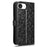 For iPhone 17e / 16e Wallet Case Dot Pattern Imprint PU Leather Phone Cover - Black - 7