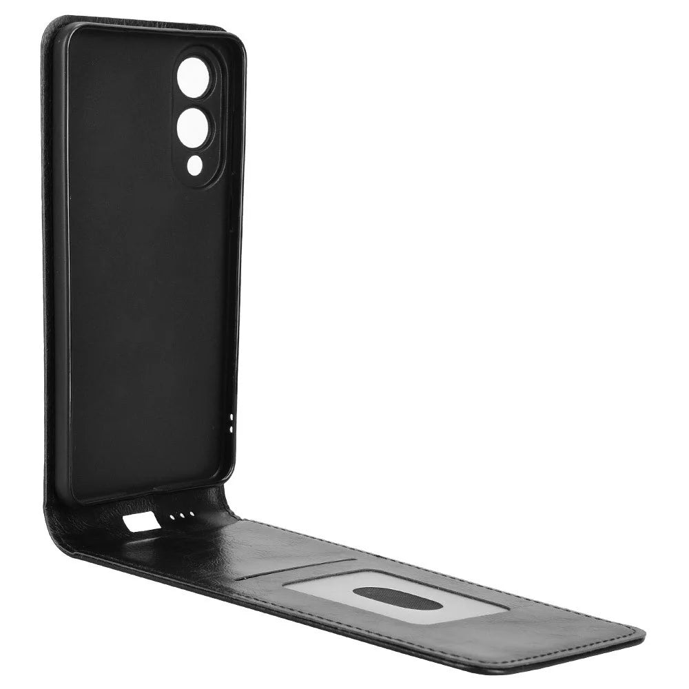 For Samsung Galaxy S25 Edge Case with Card Slot Magnetic Vertical Flip Leather Phone Cover - Black - 2