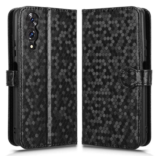 For Cubot A10 Wallet Case Dot Pattern Imprint PU Leather Phone Cover - Black - 1