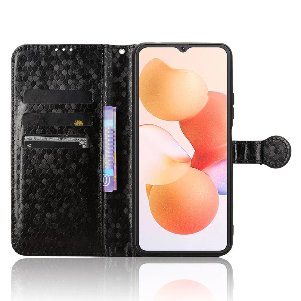 For Cubot A10 Wallet Case Dot Pattern Imprint PU Leather Phone Cover - Black - 2
