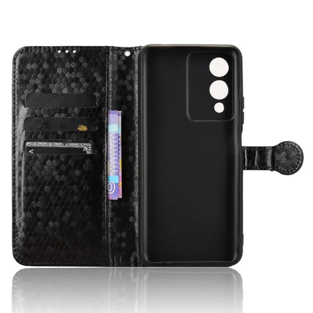 For Cubot A10 Wallet Case Dot Pattern Imprint PU Leather Phone Cover - Black - 4
