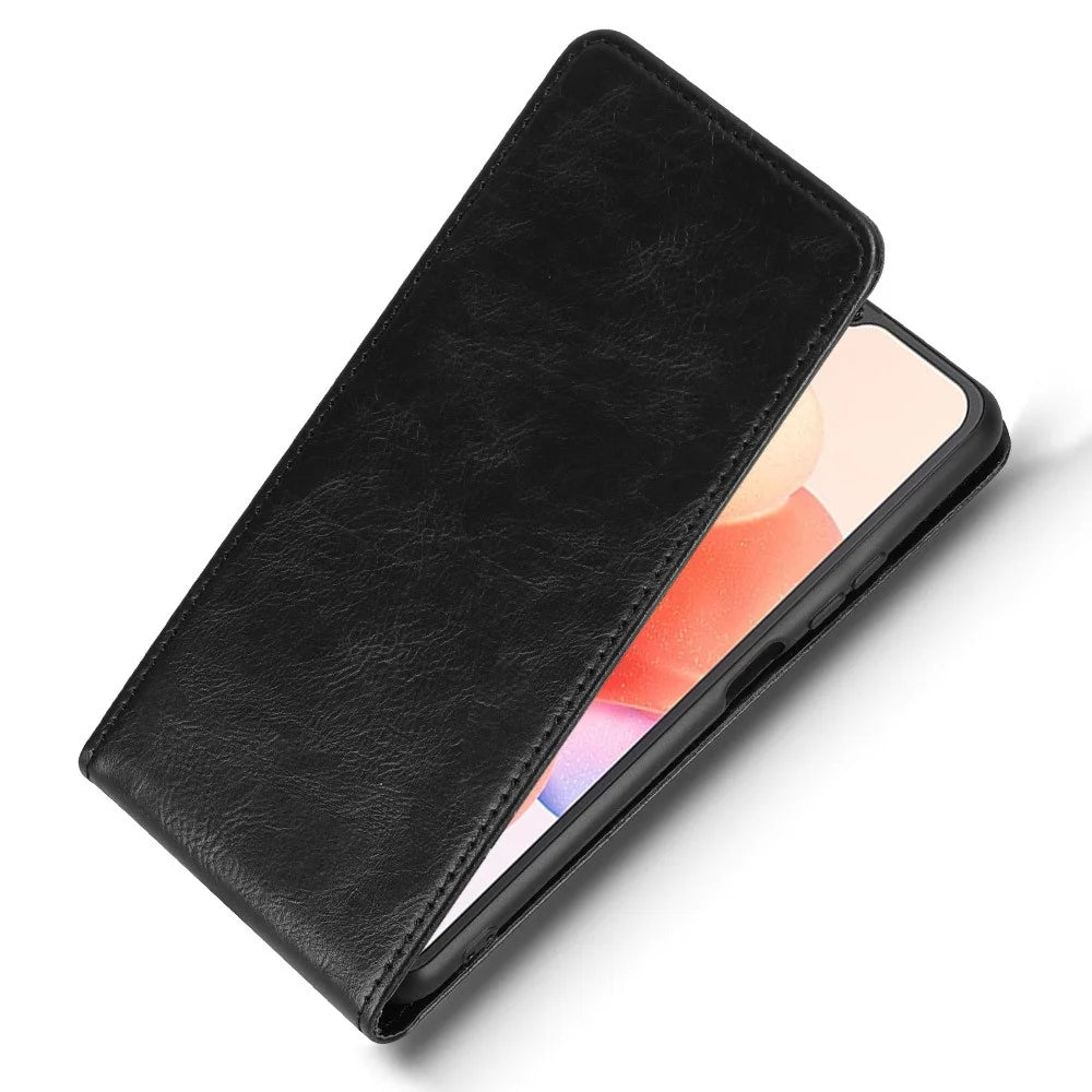 For Cubot A10 Case with Card Slot Magnetic Vertical Flip Leather Phone Cover - Black - 3