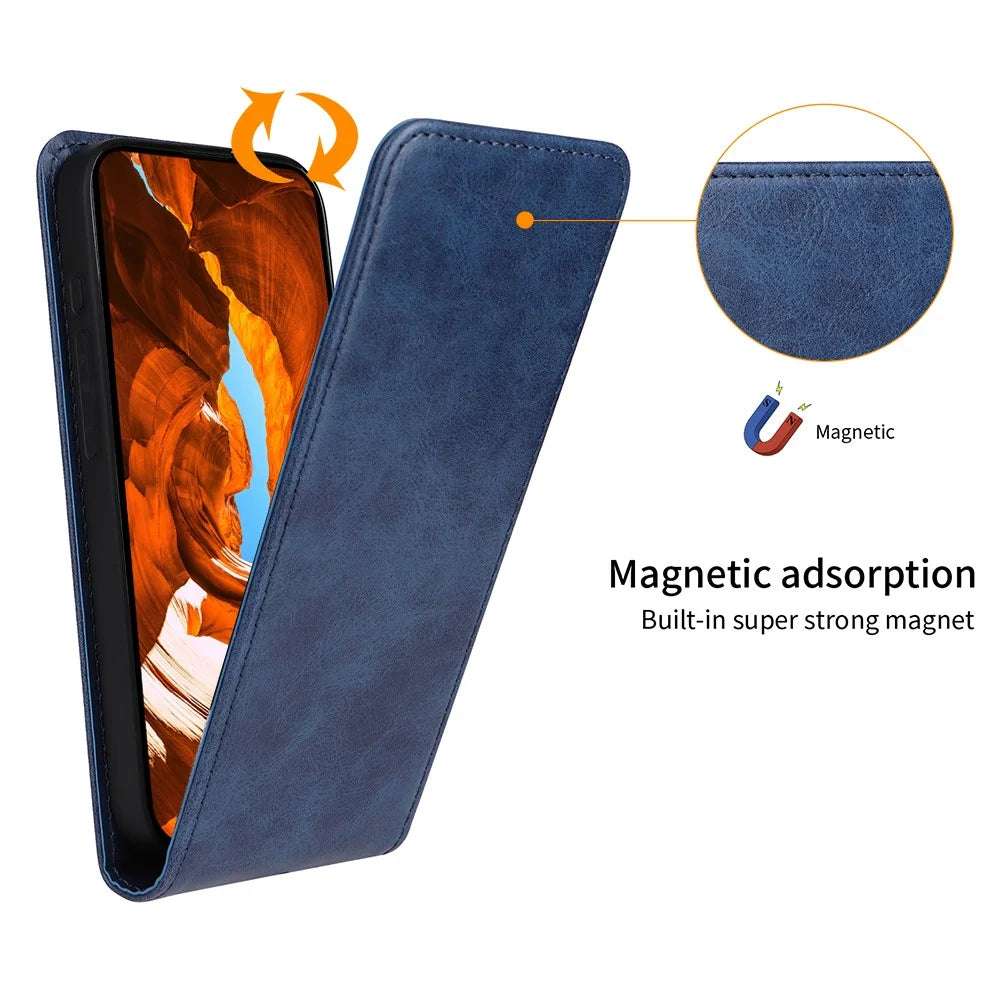For Cubot A10 Case with Card Slot Magnetic Vertical Flip Leather Phone Cover - Black - 7