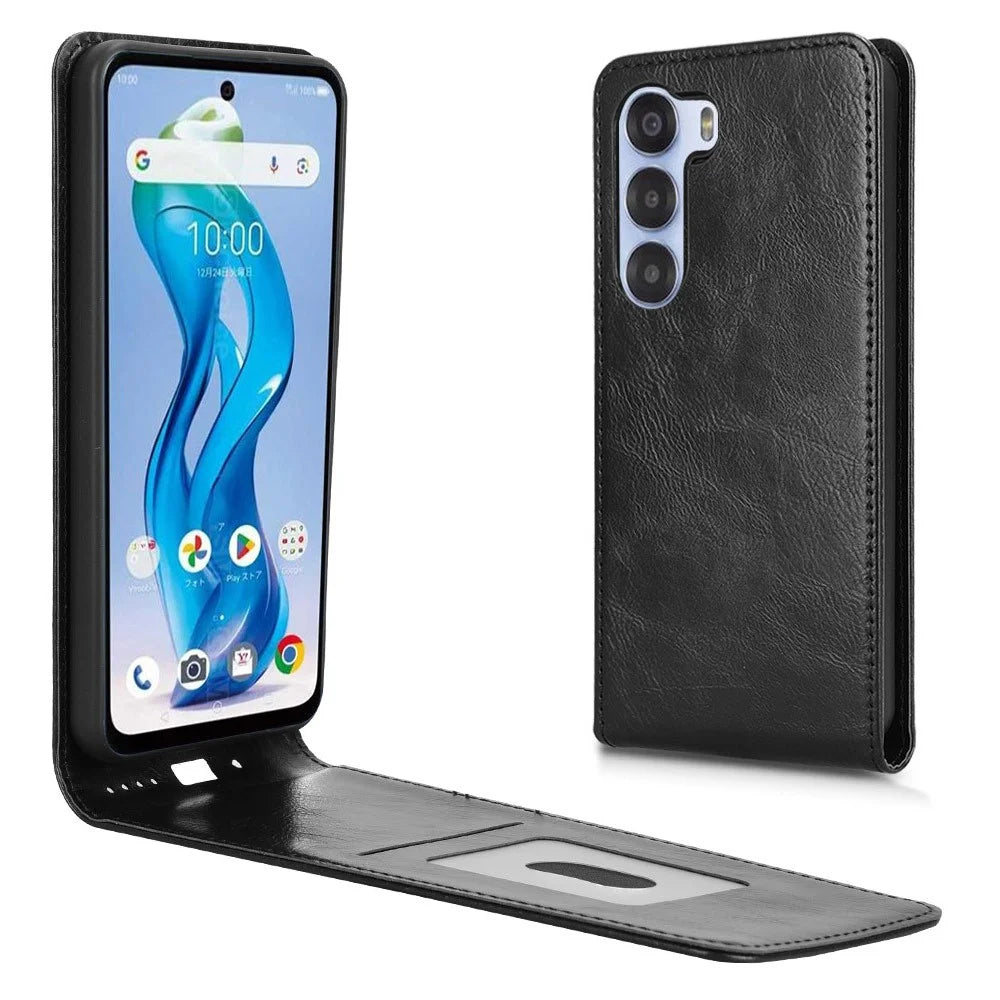 For ZTE nubia S 5G A403ZT Case with Card Slot Magnetic Vertical Flip Leather Phone Cover - Black - 1