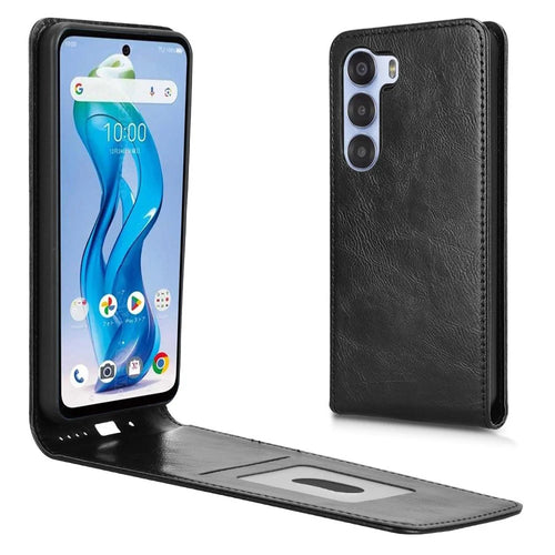 For ZTE nubia S 5G A403ZT Case with Card Slot Magnetic Vertical Flip Leather Phone Cover - Black - 1