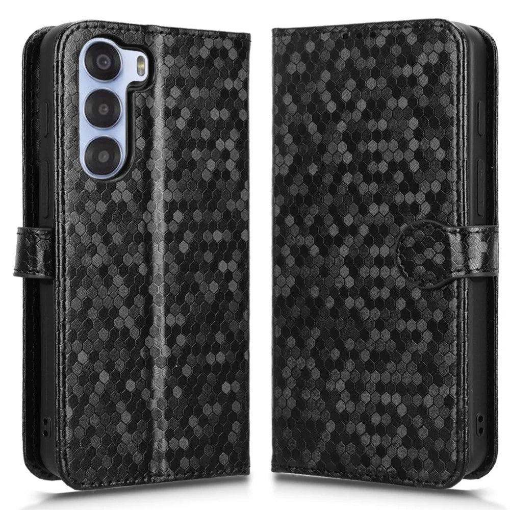 For ZTE nubia S 5G A403ZT Wallet Case Dot Pattern Imprint PU Leather Phone Cover - Black - 1