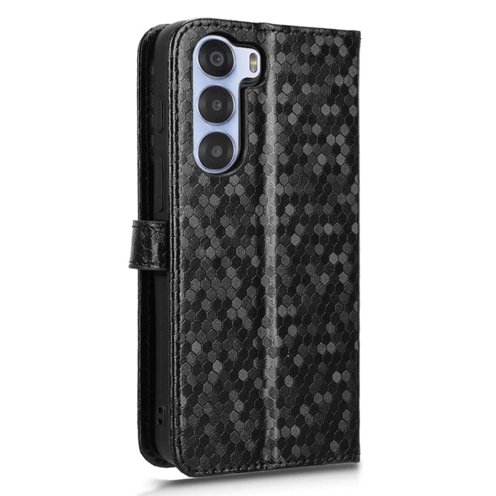 For ZTE nubia S 5G A403ZT Wallet Case Dot Pattern Imprint PU Leather Phone Cover - Black - 7