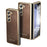 For Samsung Galaxy Z Fold5 5G Case PU Leather Coated PC Electroplated Phone Cover Built In Screen Protector - Brown - 1